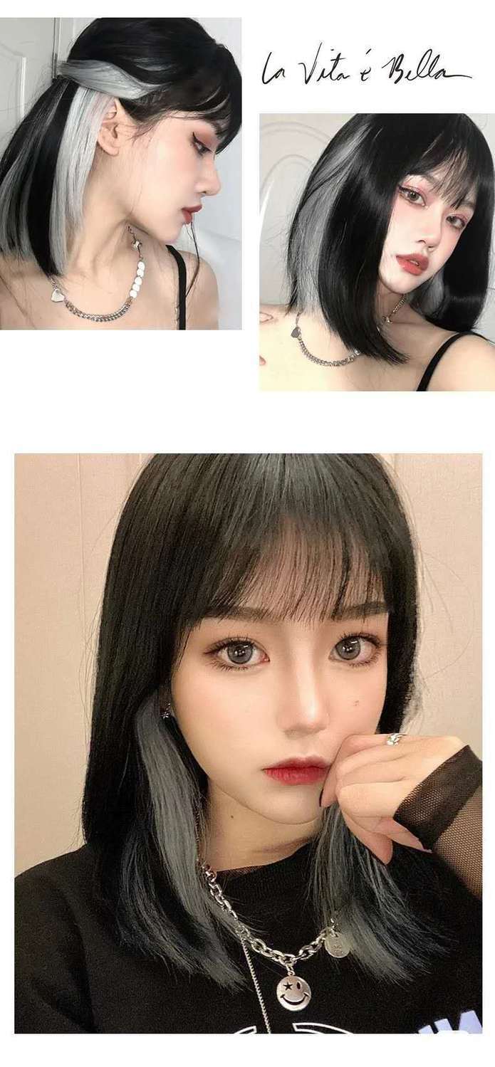 挑染彩色假发片渐变挂耳染假发片隐形无痕自然挂耳染假发片短发女