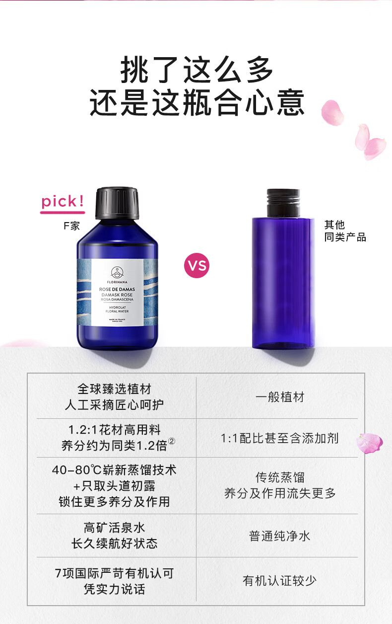 Florihana馥家法国F家大马士革玫瑰纯露花水保加利亚补水保湿爽肤水 1000ml