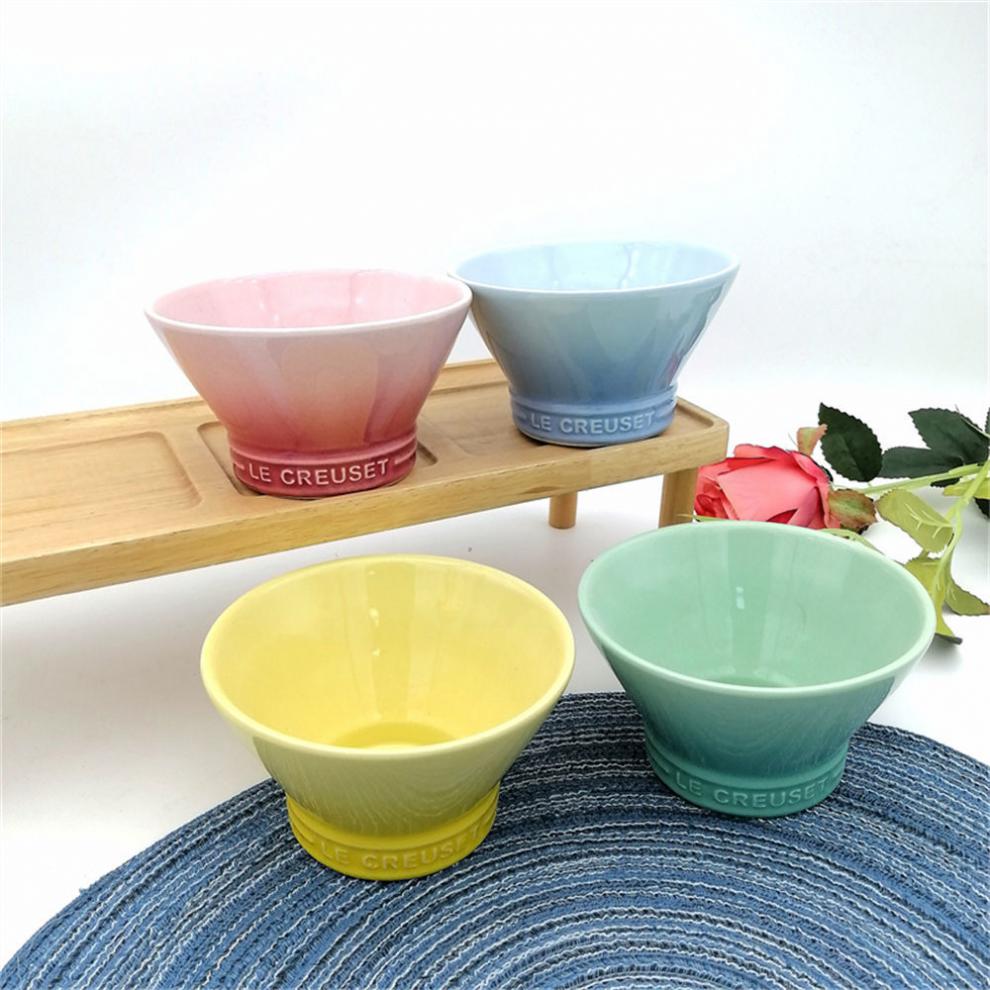 法国lecreuset酷彩碗家用新款斗笠碗吃饭碗高颜值陶瓷米饭碗圆碗黄色