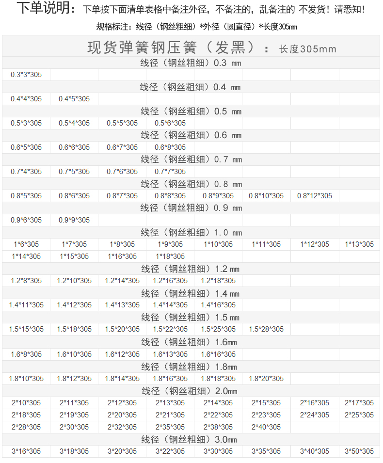 304不锈钢弹簧规格表(点击直接进入)