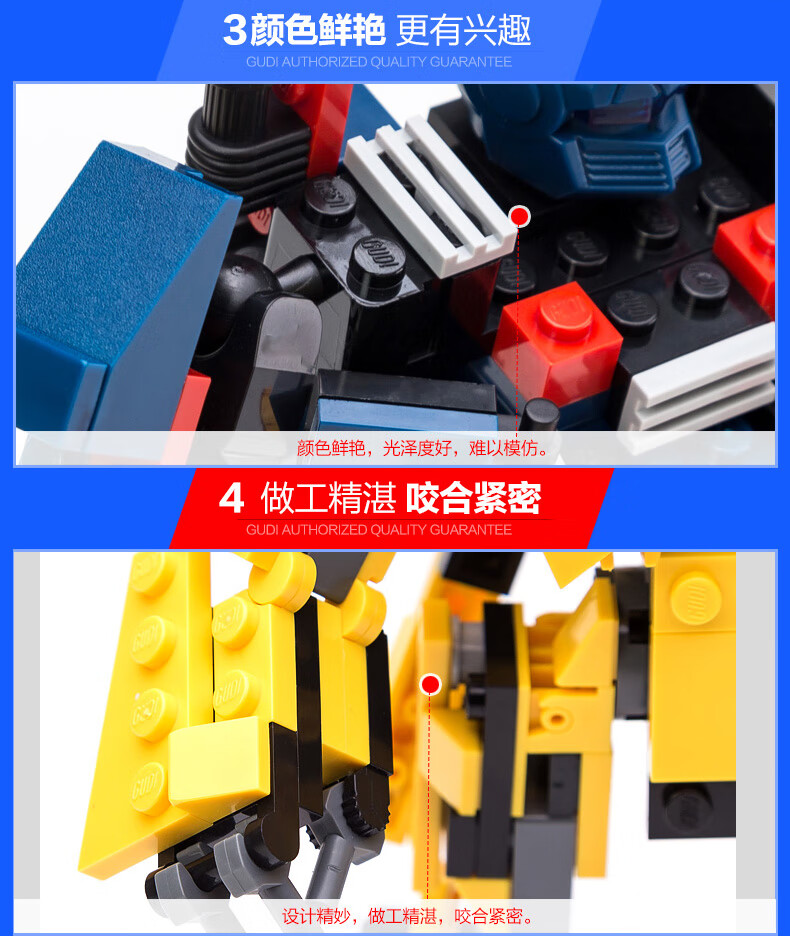 古迪积木拼装车变形机器人大黄蜂男孩玩具6810岁12黄蜂金刚升级版584