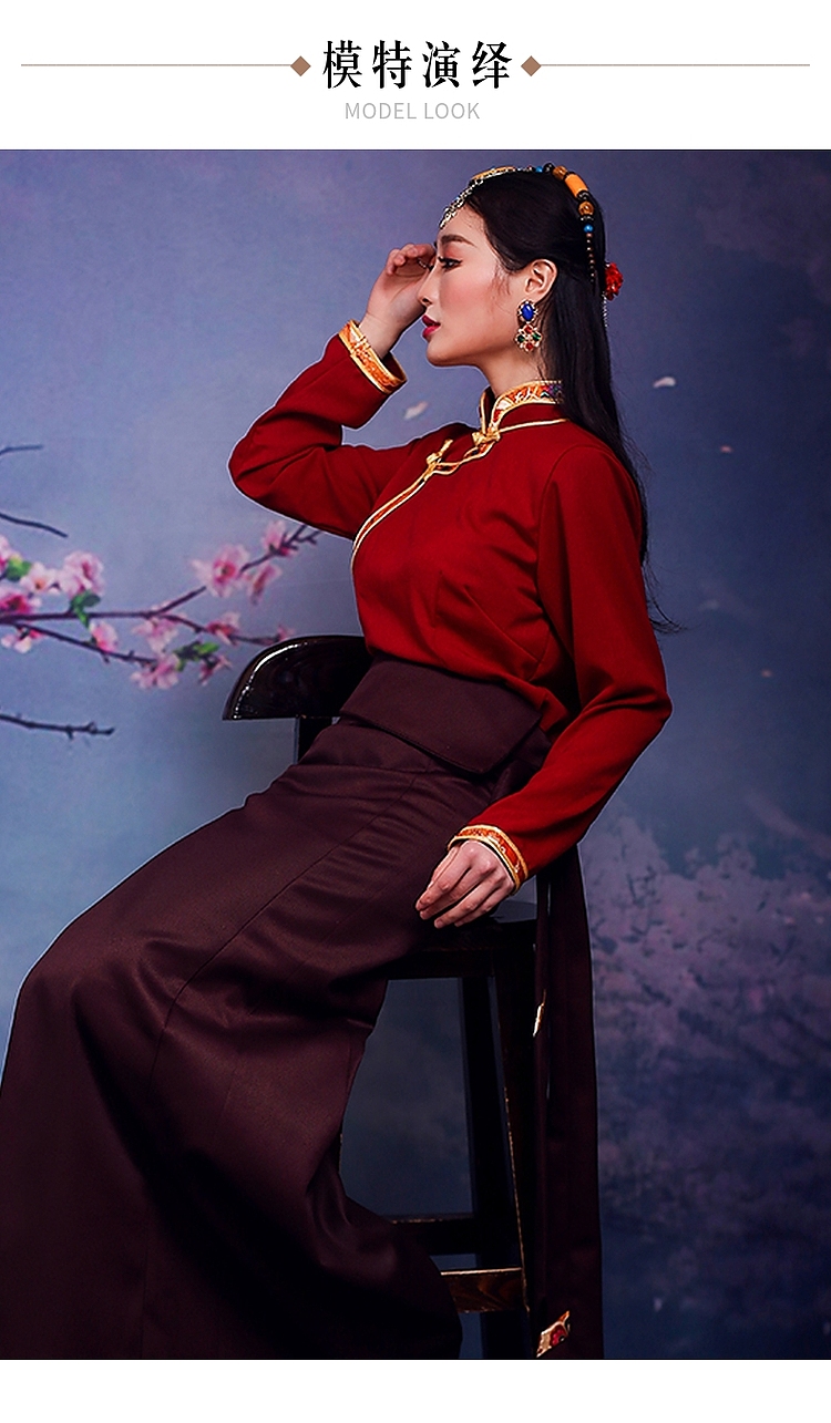 裙 均码品牌 思淼 商品名称:藏族服饰半身裙藏装女锅庄舞裙假藏袍