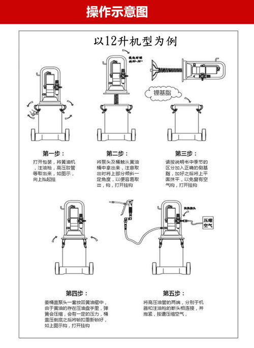 气动黄油机气动黄油枪高压注油器气压黄油泵抽油机黄油加注器40升豪配