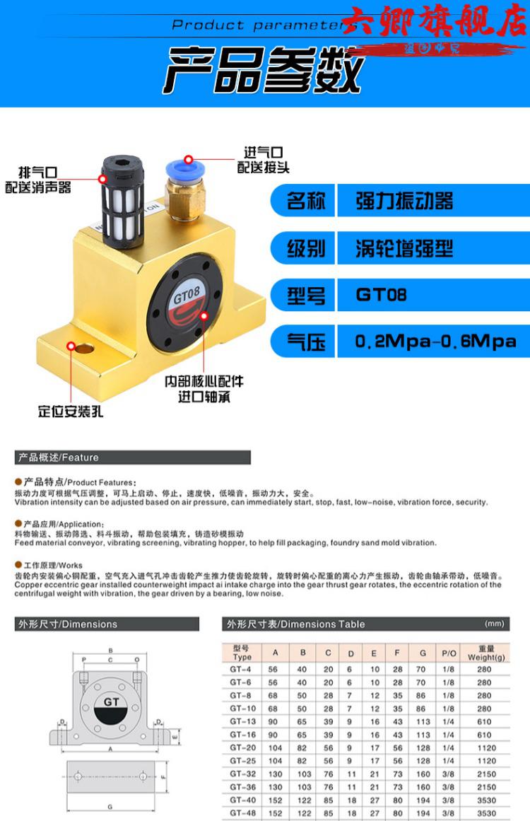 晨卓涡轮气动振动器小型工业振荡器仓壁震动气8 gt10gt25 k10[gt20]