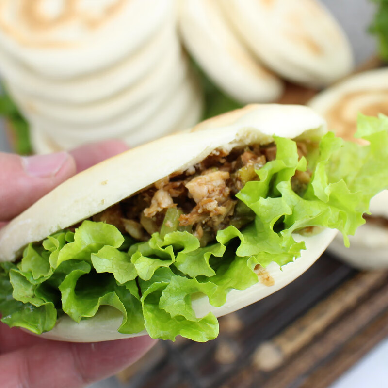 商用即食白吉饼馍胚里脊肉饼西安腊汁肉夹馍饼皮白饼特产真空袋装40个