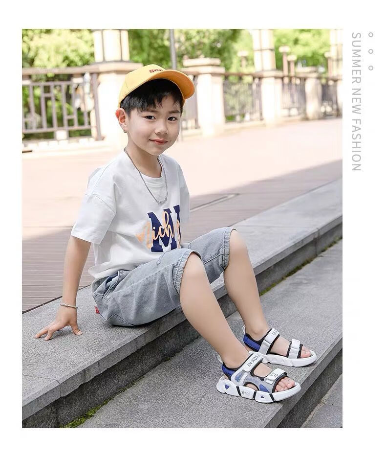 迪士尼品牌童鞋3-13岁男童凉鞋2021新款夏季中大童软底防滑小男孩沙滩