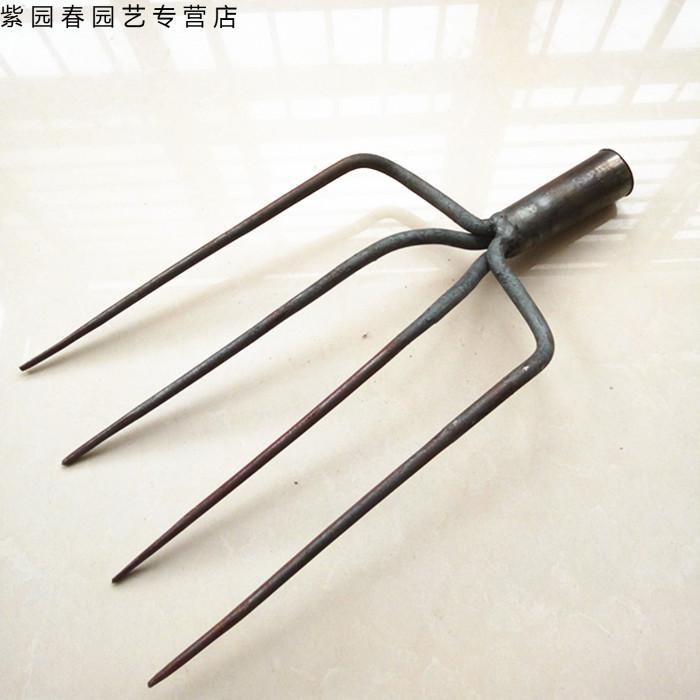勋诚园艺全钢实心四股叉草叉子泥叉粪叉子加铁钢叉四股叉四齿叉加厚