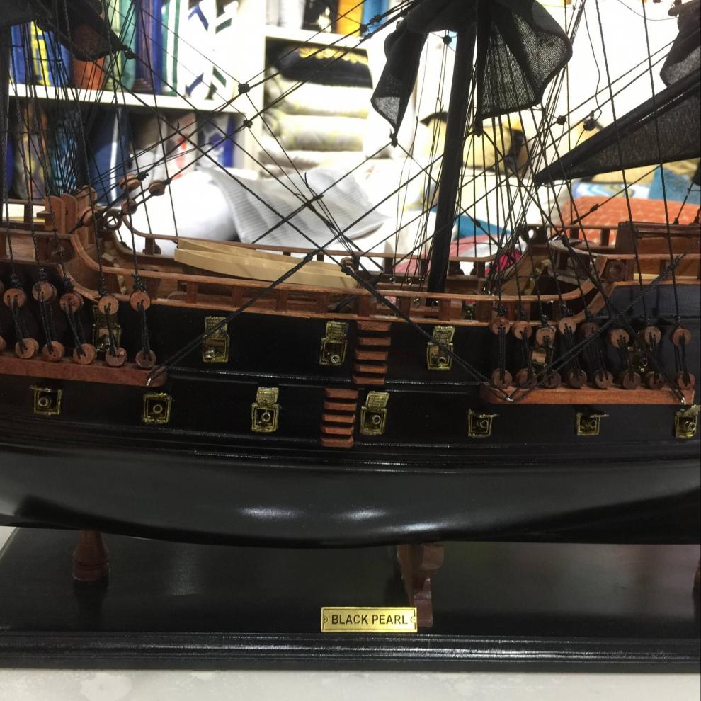 黑珍珠号加勒比海盗船模型工艺船仿真木船实木质帆船复古摆件礼品80cm
