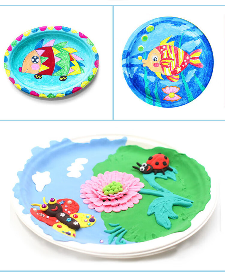 小碟子一次性纸盘子白色纸碟儿童绘画画涂鸦纸蛋糕盘多款大小幼儿园