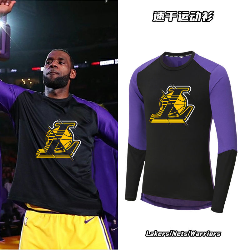滕讯体育nba同款秋冬美式篮球长袖t恤男速干投篮热身训练服nba出场服