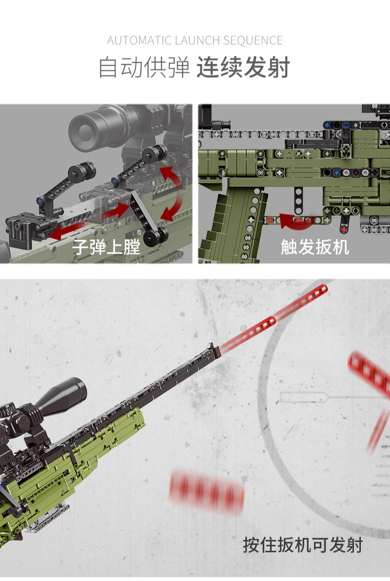 乐高lego98k枪积木可以发射组装moc玩具枪黑科技成年高难度男b款ak47