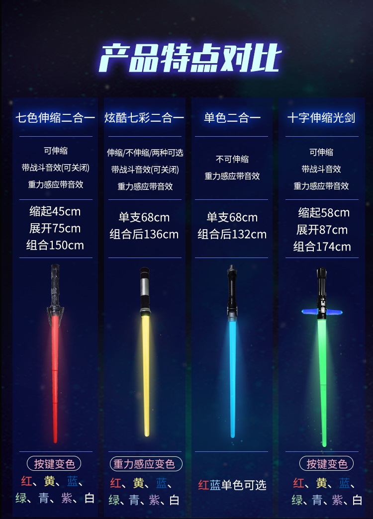 激光剑星球大战抖音同款 激光剑星球大战伸缩光剑荧光棒闪光原力剑