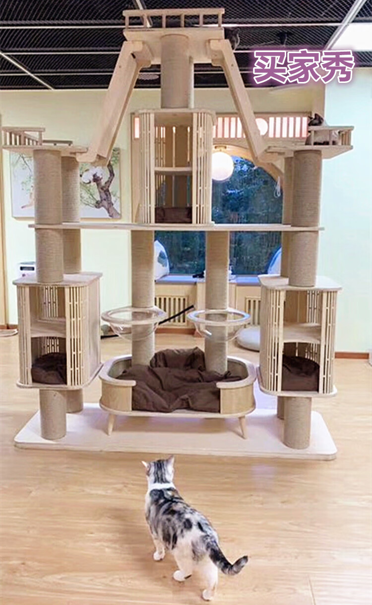 木质猫城堡古堡爬架抓板窝猫咪别墅大型豪华玩具猫家具猫咖 大城堡