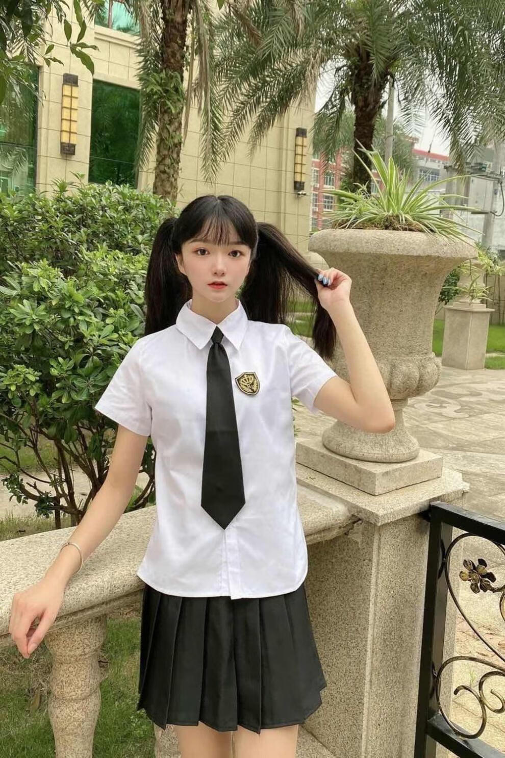 新款学院风ins日系jk制服套少女学生长衬衫水手服533白色短袖m建议