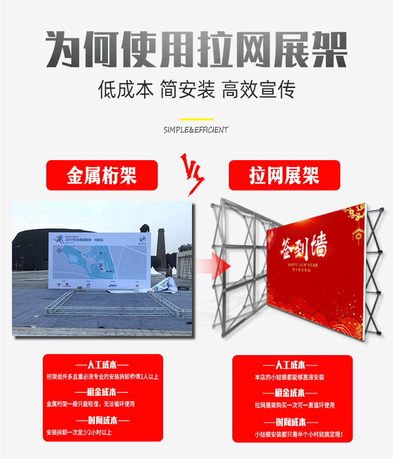 拉网展架广告展架拉网展架kt板展示架舞台签到墙折叠喷绘海报布背景