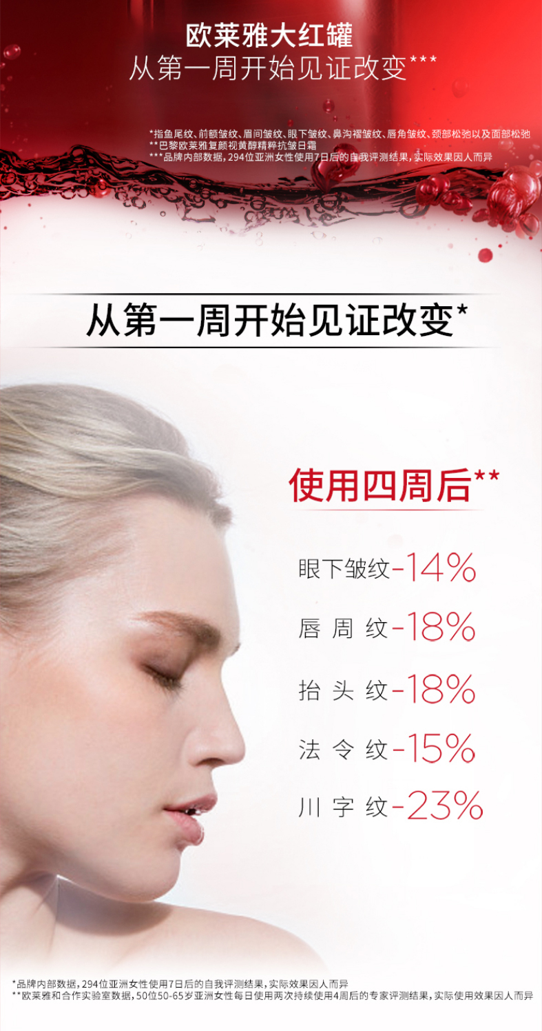 欧莱雅复颜视黄醇精粹抗皱日霜15ml滋润补水保湿细纹提拉紧致搽脸油面霜女旅行装 6瓶装