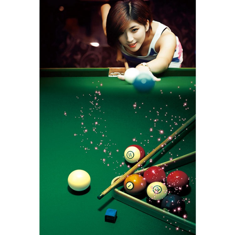 台球厅桌球室装饰画斯诺克潘晓婷壁画海报台球美女墙贴画自粘0840x60