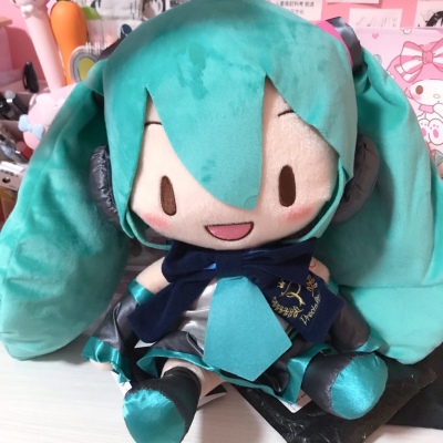 初音未来fufu玩偶蝴蝶结毛绒公仔动漫周边礼物雪初音樱花蝴蝶结初音国