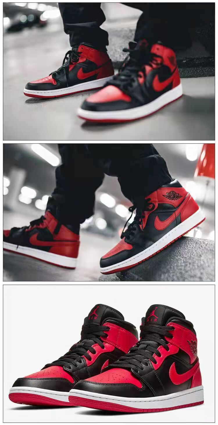 aj1mid中帮篮球鞋烟灰新南海岸全熊猫红钩白蓝黄男女运动鞋aj1mid桑德