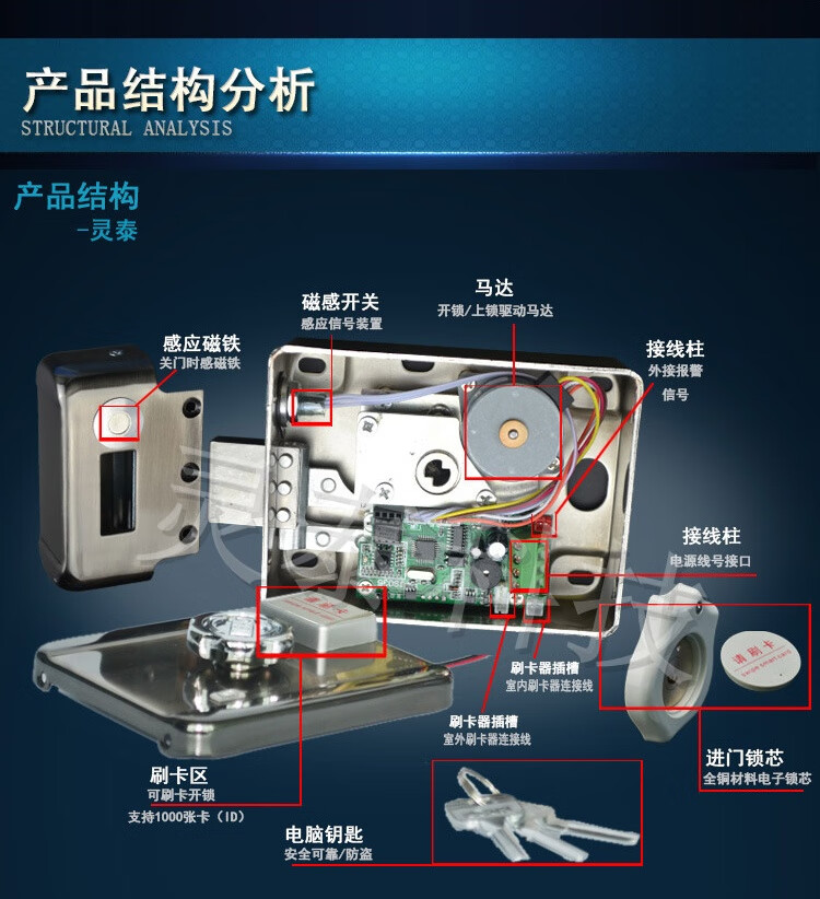 遥控门锁智能门锁密码锁门锁大门智能刷卡感应锁遥控电子锁门禁一体