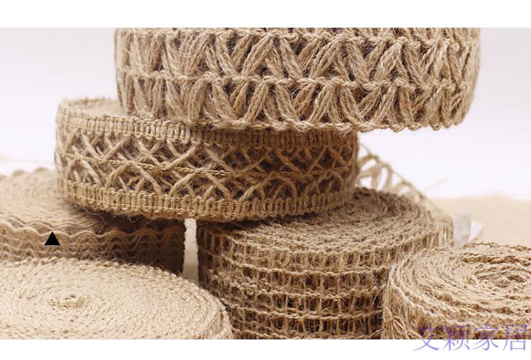 装饰麻绳绳子手工diy棉麻材料花边复古装修工艺品编织宽扁麻织带j3