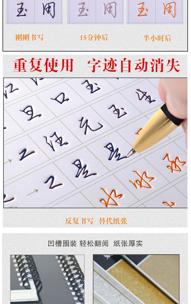 同款行书密码字帖大学生成年人行楷艺术字体速成凹槽钢笔练字帖行草书