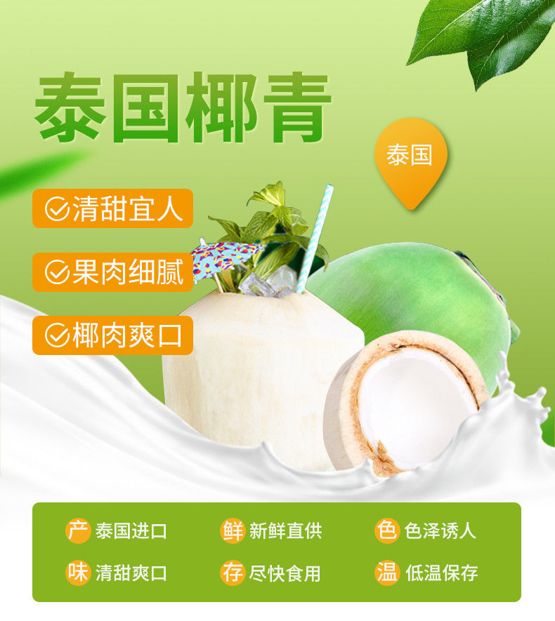 正宗奶香泰国椰青9个装椰子新鲜水果开椰器吸管9个超值