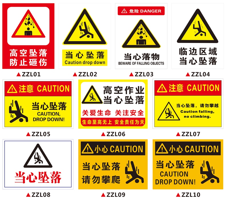 茶牧chamu小心坠落小心跌落当心坠落安全标识牌危险区域请勿靠近警示