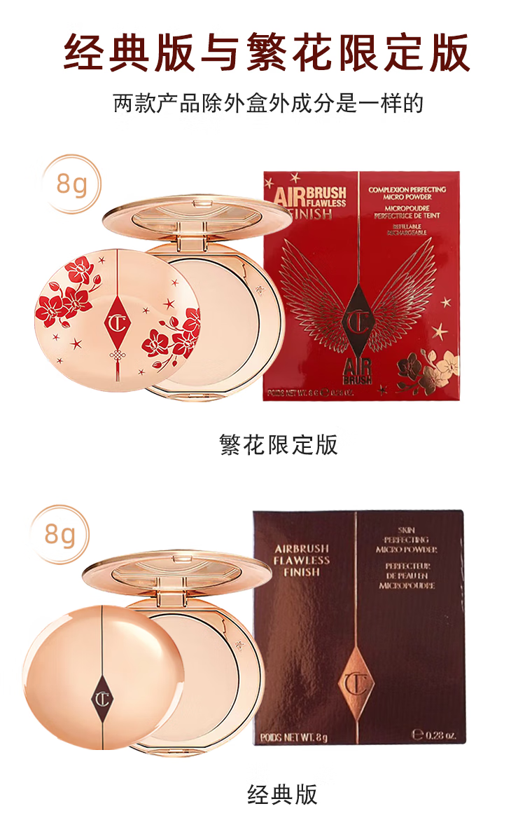 CHARLOTTE TILBURY CT亮采无瑕轻盈蜜粉饼 清透控油持妆 彩妆礼物 CT白月光蜜粉饼 透明色