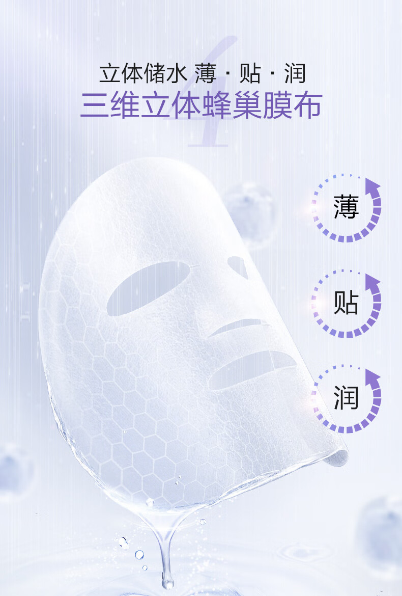 高姿面膜蜂巢水库补水面膜保湿清洁睡眠面膜清洁控油收缩毛孔提亮肤色贴面免洗面膜修护熬夜肌肤 【到手40片】水光保湿组(30)片