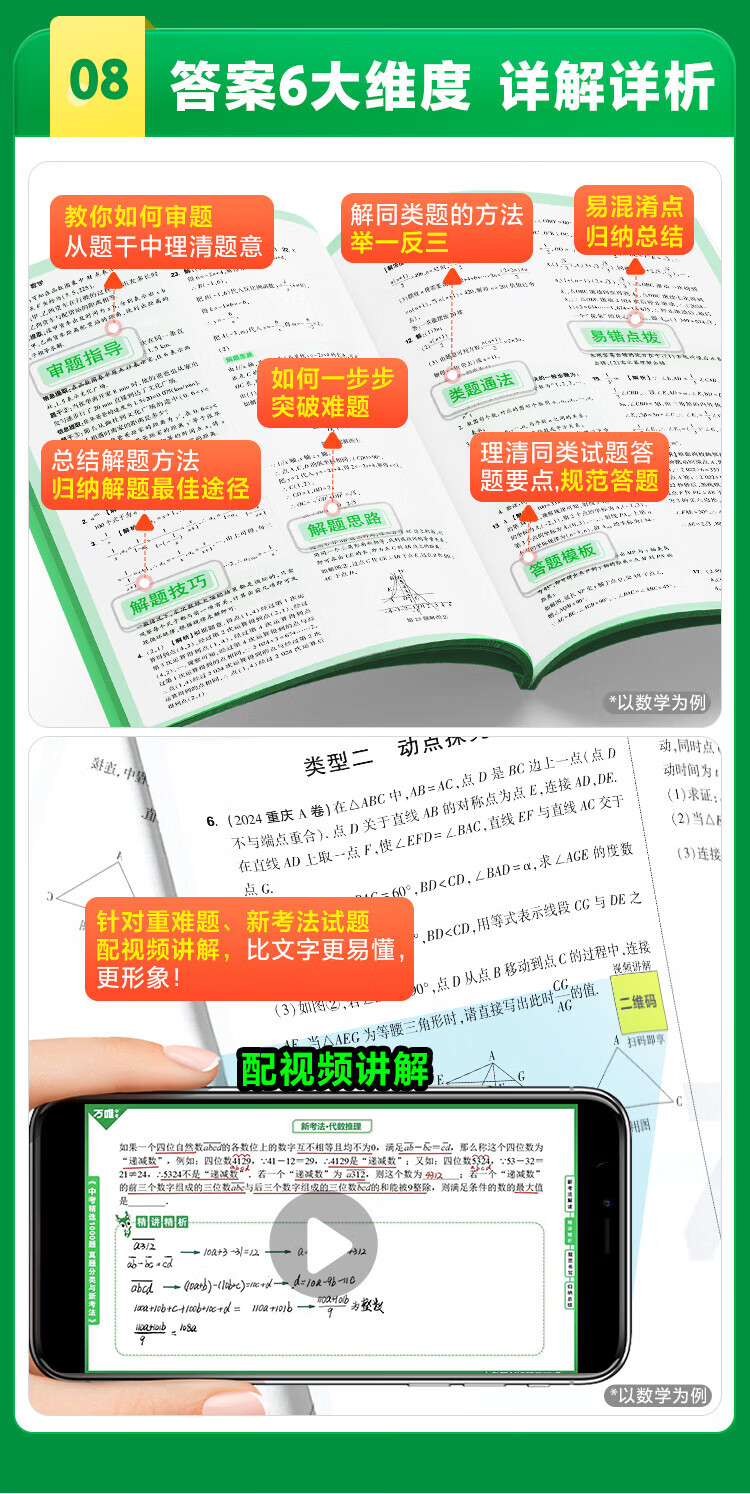 现货万唯中考真题分类卷2025精选1中考真题分类万唯专项000题试题研究初二三2024中考全国中考真题分类专题卷七八九年级专项训练万唯中考官方旗舰店自营 数学详情图片13