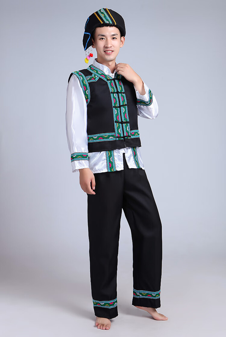 蔻梅新款成人少数民族舞蹈演出服贵州布依族服装男瑶族佤族壮族表演服