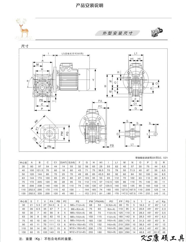 涡轮蜗杆减速机带电机铝壳三相380两相220单相调速定速变速机 rv90配