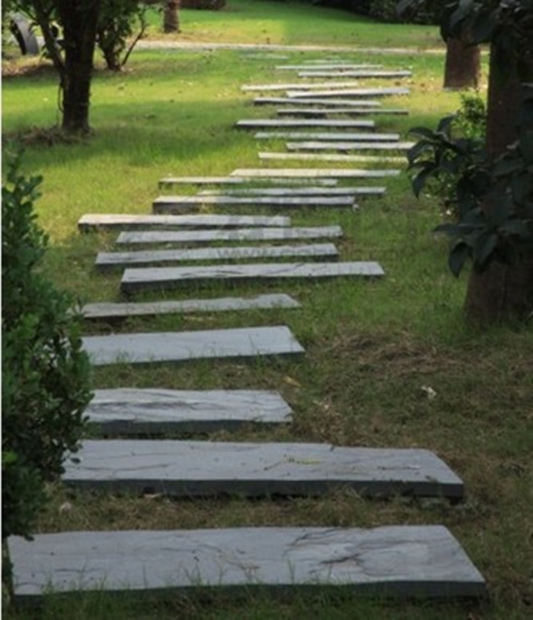 汀步石青石板别墅花园踏步石园林庭院滑地板砖草坪铺路石材 长条100