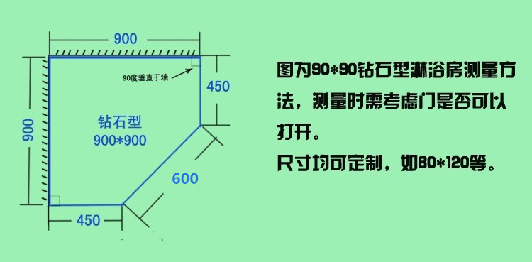 钻石型平开门淋浴房整体浴室干湿分离定制简易卫生间钢化玻璃隔断