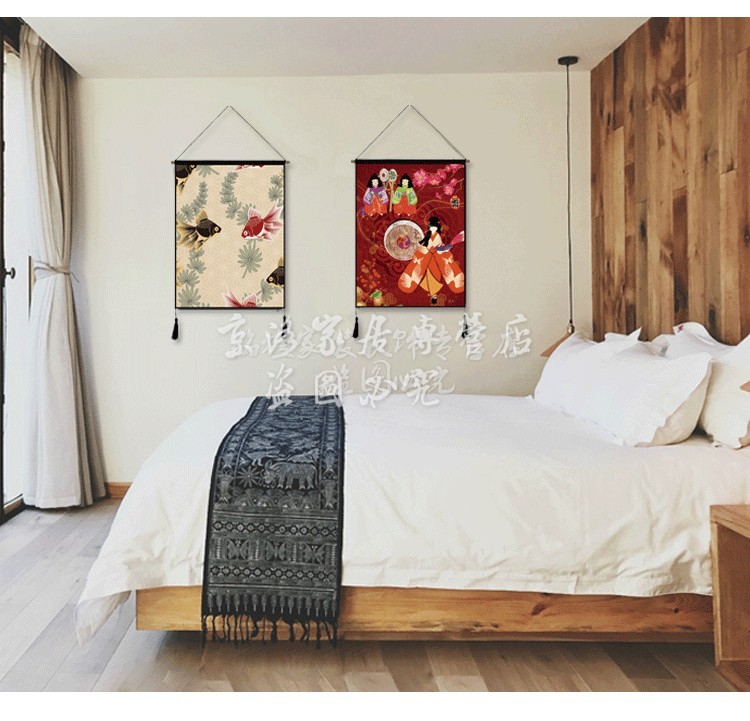 日式背景布挂布和风餐厅装饰画布艺挂帘寿司料理店铺墙壁挂毯a 5-竹节