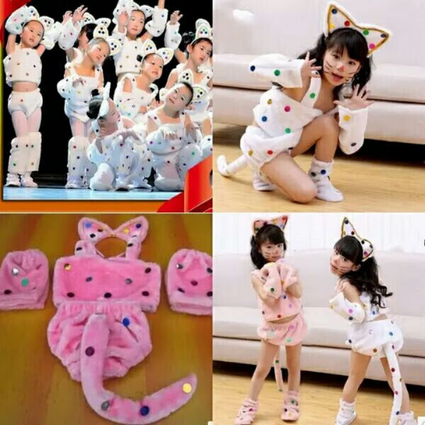 波斯猫演出服儿童幼儿园小猫咪表演服六一小白猫舞蹈服装动物服装