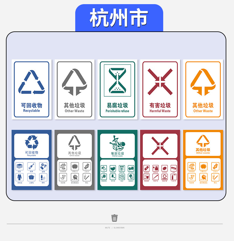 垃圾桶标识贴牌子 新干湿垃圾分类分类标签 可回收不可回收垃圾有害