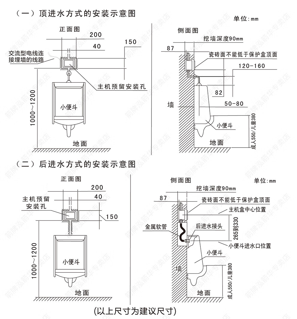 小便池 挂墙式小便器家用男士感应落地式陶瓷小便斗an632 地排水an604