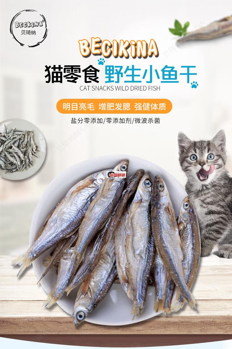 小鱼干淡水无盐猫用品猫狗公白线银剑小黄鱼仔银剑鱼100克装海洋鱼