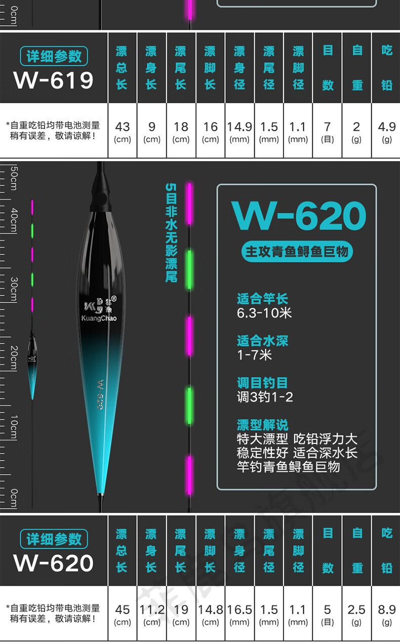 纳米电子漂夜光漂水无影超亮高灵敏鱼漂冷光尾电子票夜钓浮漂w604主攻