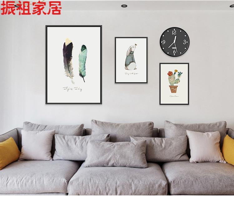 北欧风卧室装饰画现代简约客厅餐厅墙上挂画组合三联画小清新绿植2535