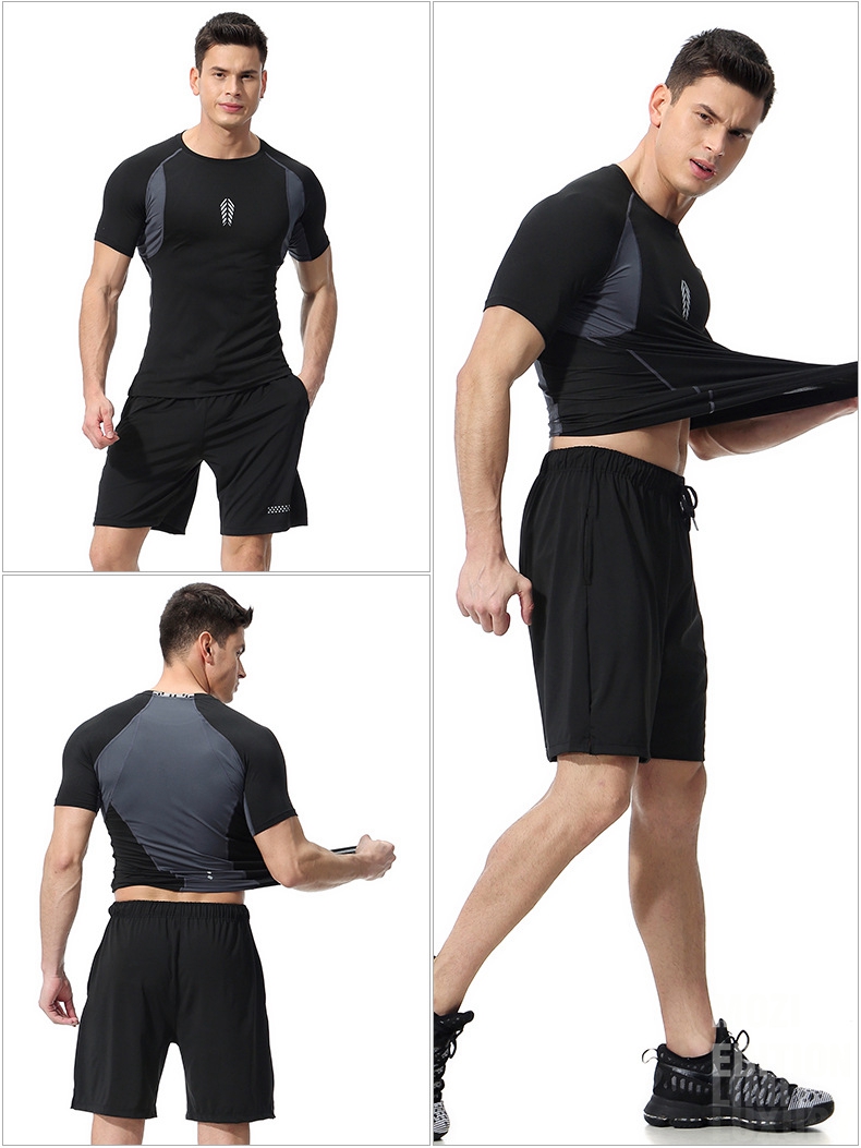 品牌: 么姿(mozi) 商品名称:mozi 健身服2019新款运动套装男夏肌肉