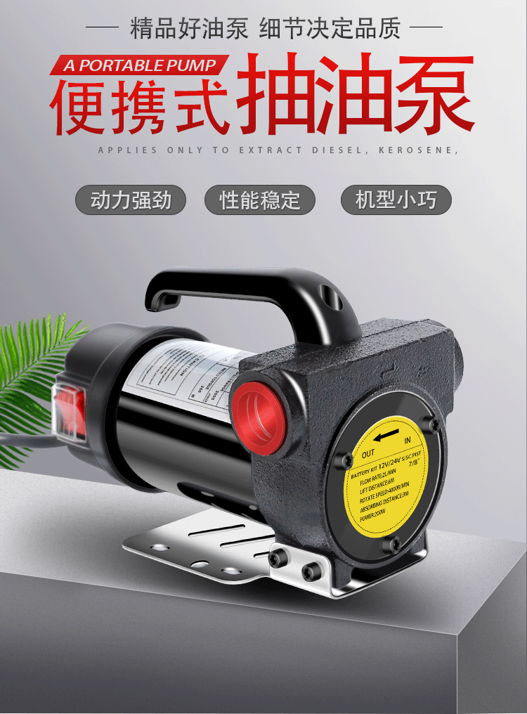 电动抽油泵小型便携式加油机12v24v220v伏家用柴油器吸油管自吸泵12v