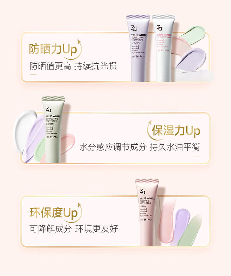 姬芮（ZA）隔离美白隔离霜防晒霜二合一遮瑕修颜控油持久妆前打底乳素颜女 【修饰暗沉 SPF36】紫隔离35g