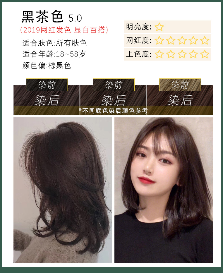 染发剂2020流行色网红显白自己在家染发膏女纯亚麻色植物天然 0.