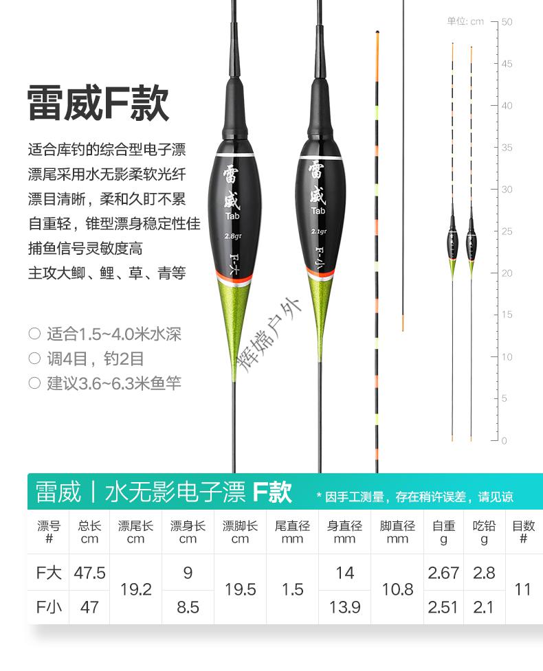 化氏一味同款电子漂夜光漂亮醒目漂巴尔杉木票夜钓浮漂鲫鱼鱼漂加粗