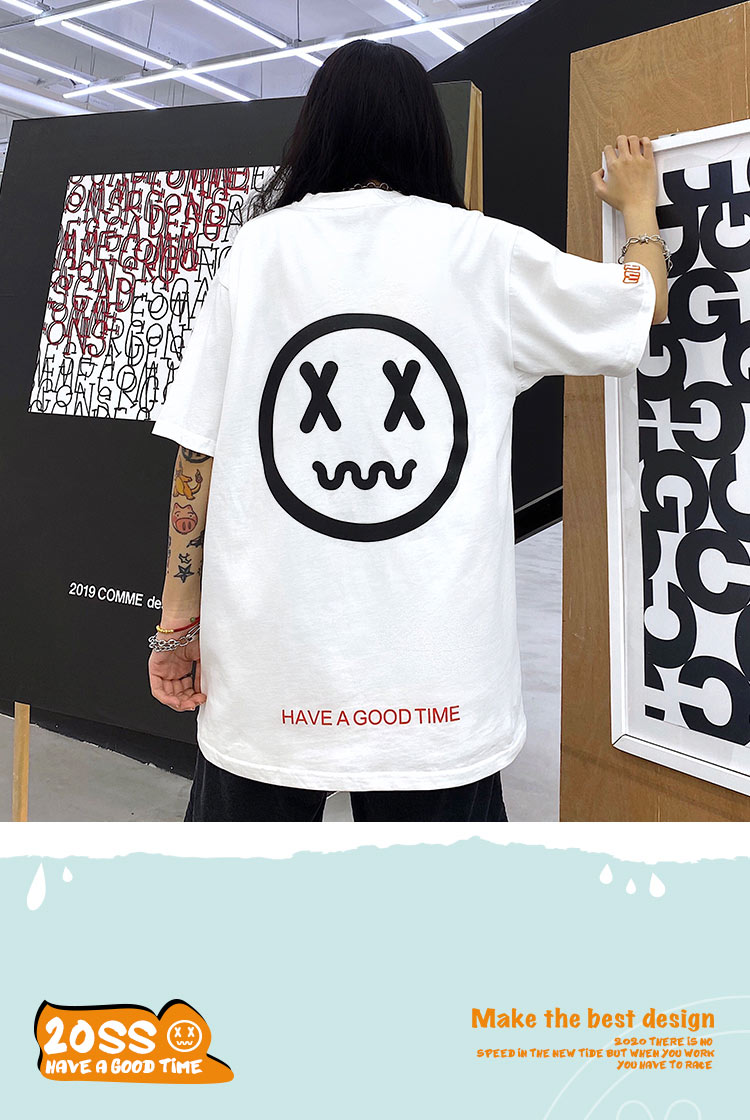 richsmile国潮牌mbd基础款印花小恶魔笑脸短袖t恤男ins潮流宽松情侣装