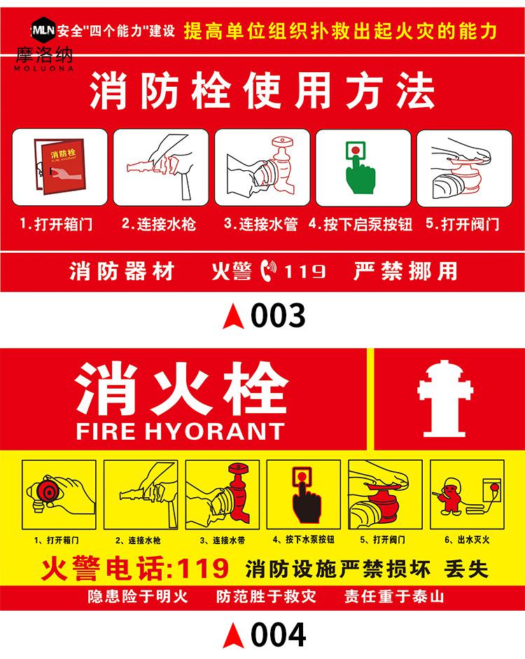 灭火器使用方法说明贴纸消防栓使用方法标识牌方法图消防器材使用说明