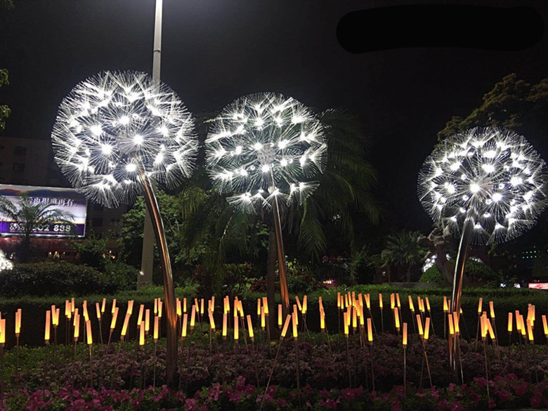 led芦苇灯仿真蒲公英灯光纤芦苇灯户外水景观插地草坪灯工程灯细光纤